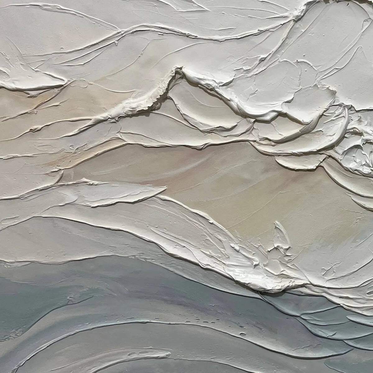 Abstract White Ocean Wave Wall Art | Panoramic Landscape Decor #AA 447