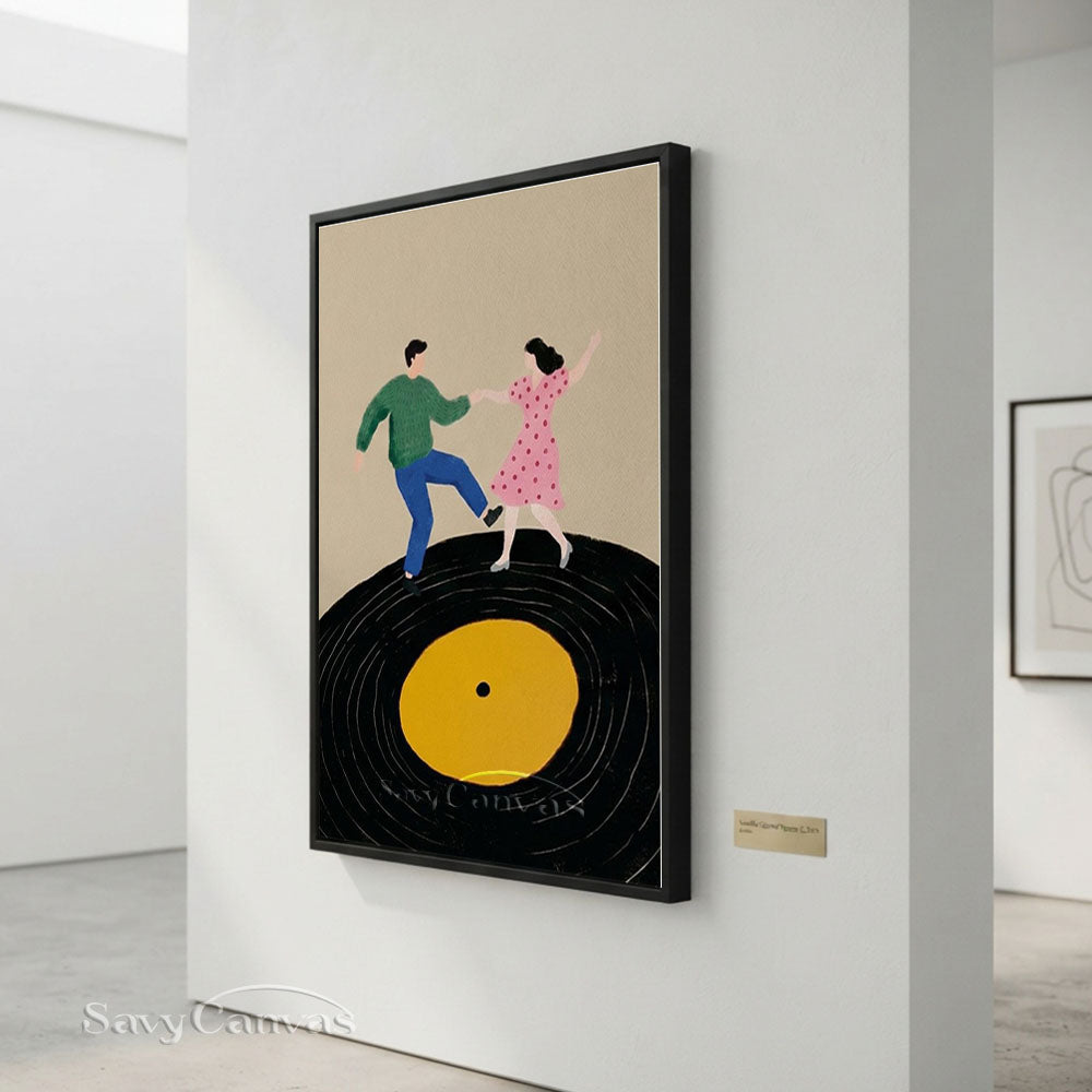 Retro Dancing Couple Vinyl Record Oil Painting #SS 206