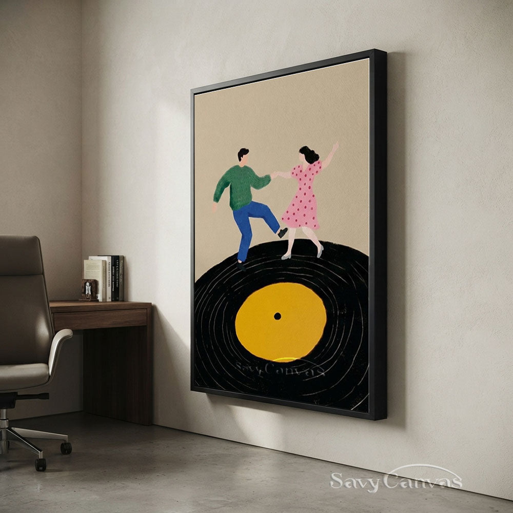 Retro Dancing Couple Vinyl Record Oil Painting #SS 206