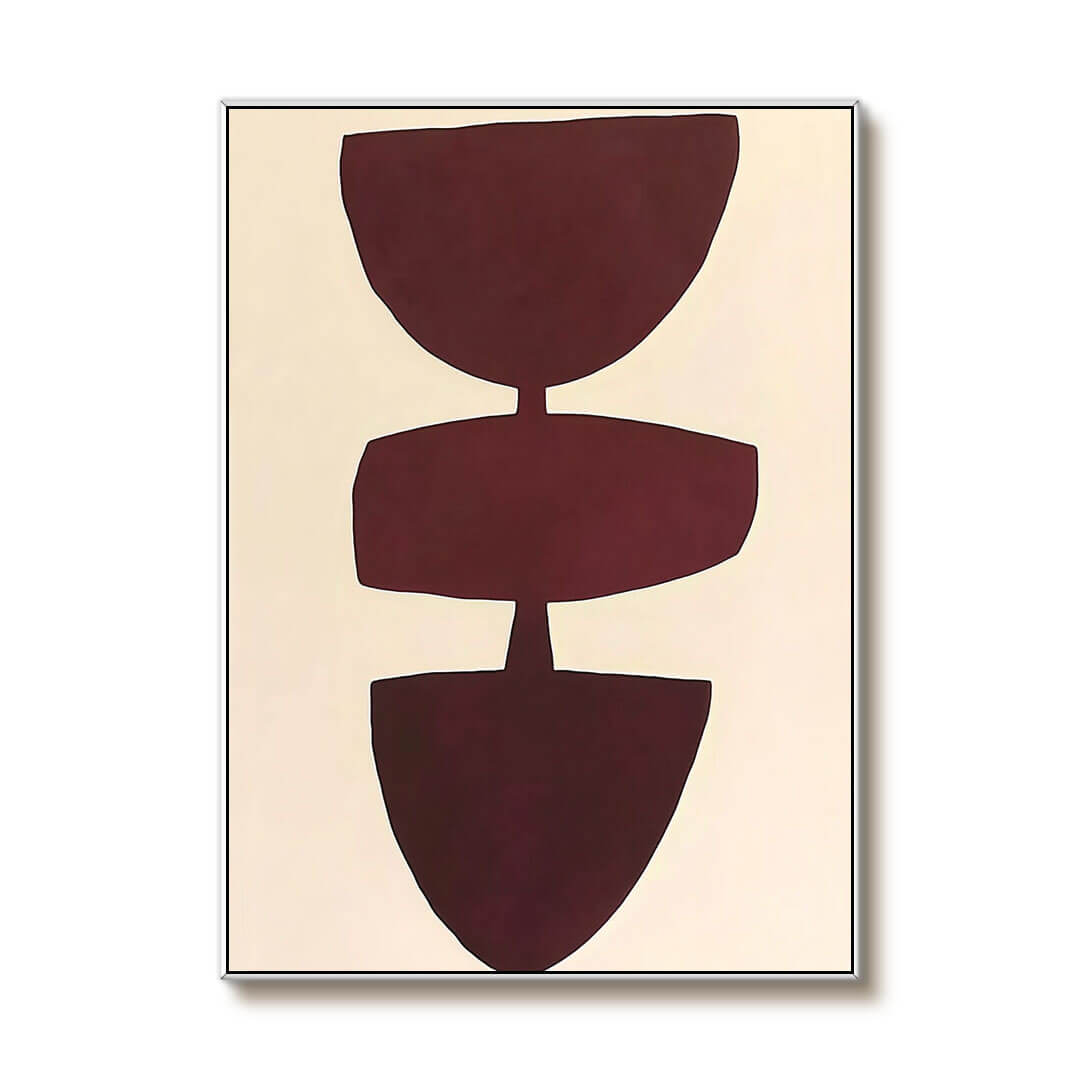 Minimalist Geometric Abstract Wall Art | Burgundy Shapes Canvas #AA 329