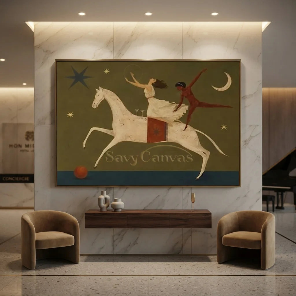 Discover Savy Canvas framed dreamlike wall art. Handcrafted with premium oil on cotton, bringing unique magical storytelling into your home interior.