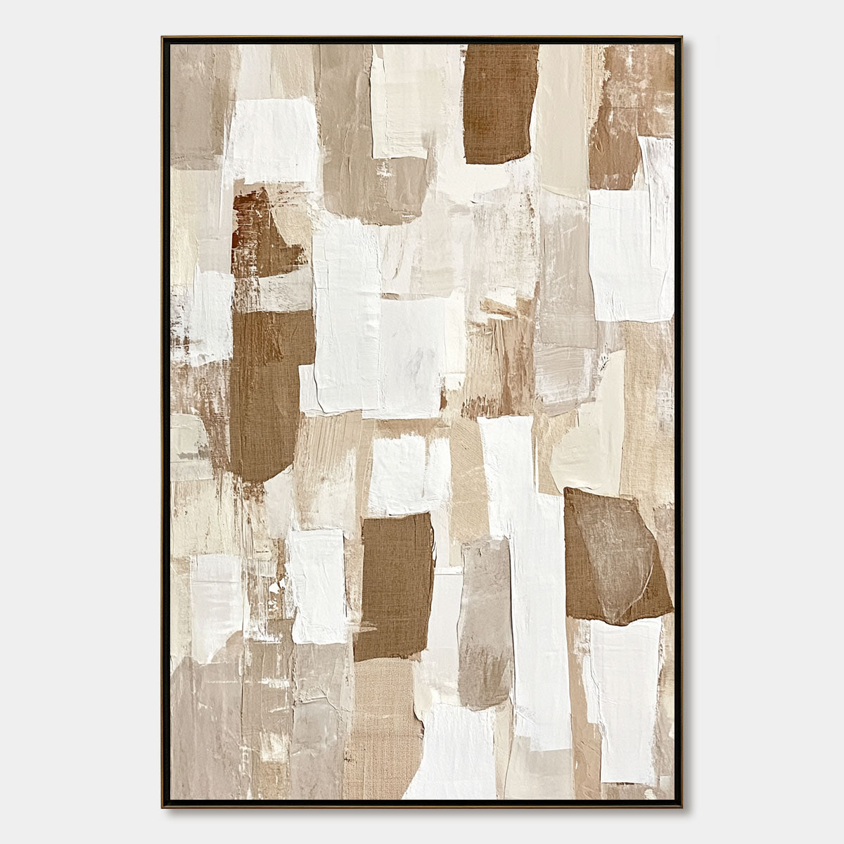 Abstract Color Block Painting | Neutral Patchwork Wall Art #AA 091