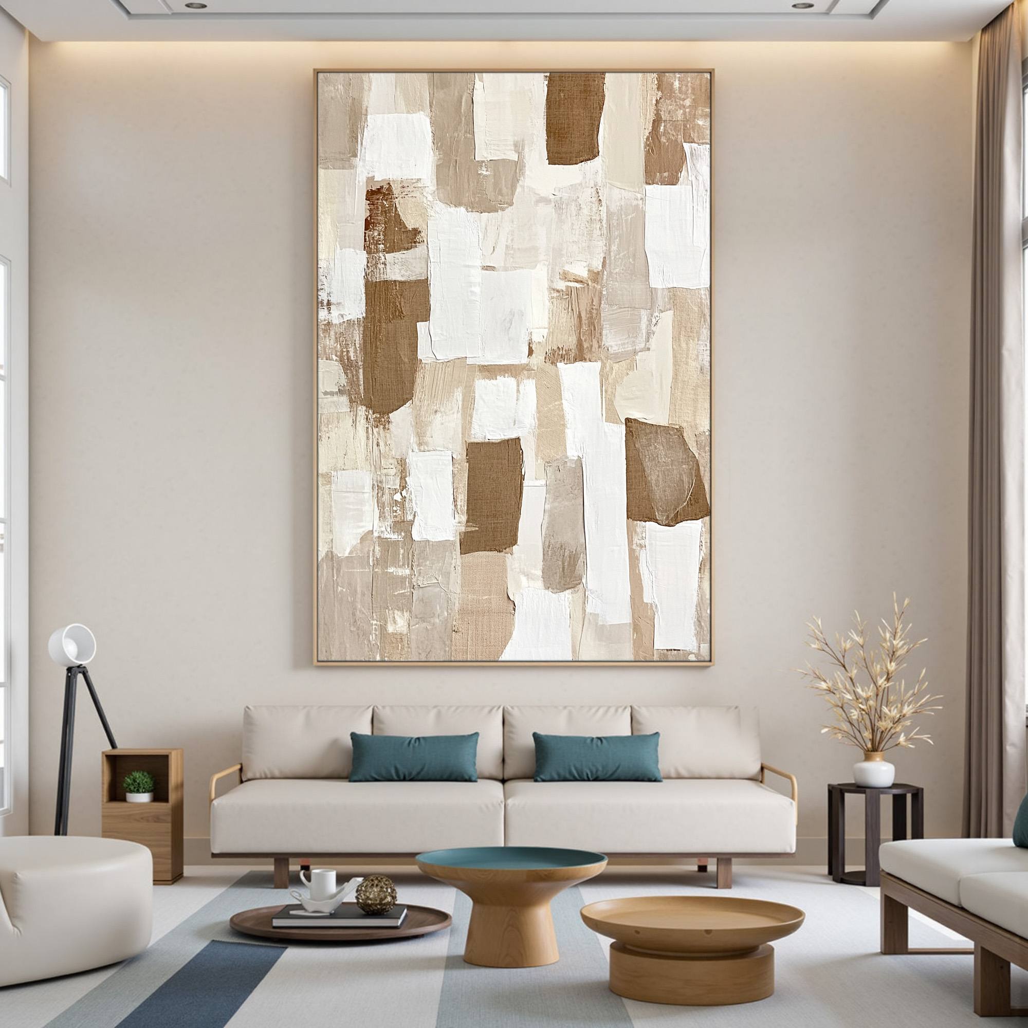 Large Vertical Abstract Art | Neutral Statement Painting