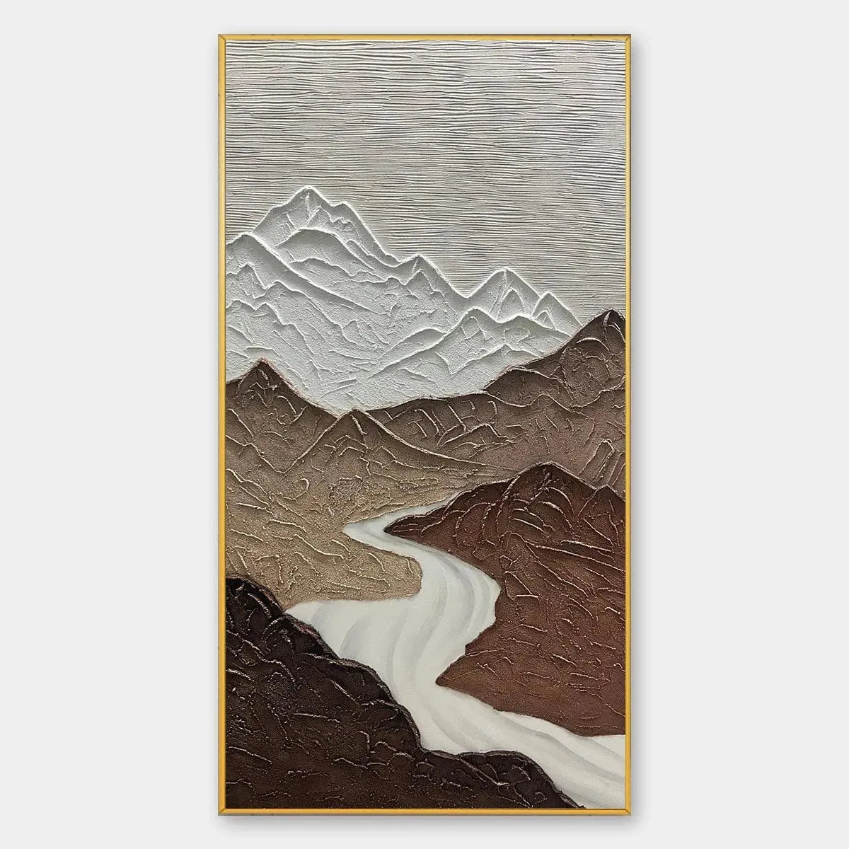 Textured Mountain River Painting | 3D Landscape Wall Art #TC 255