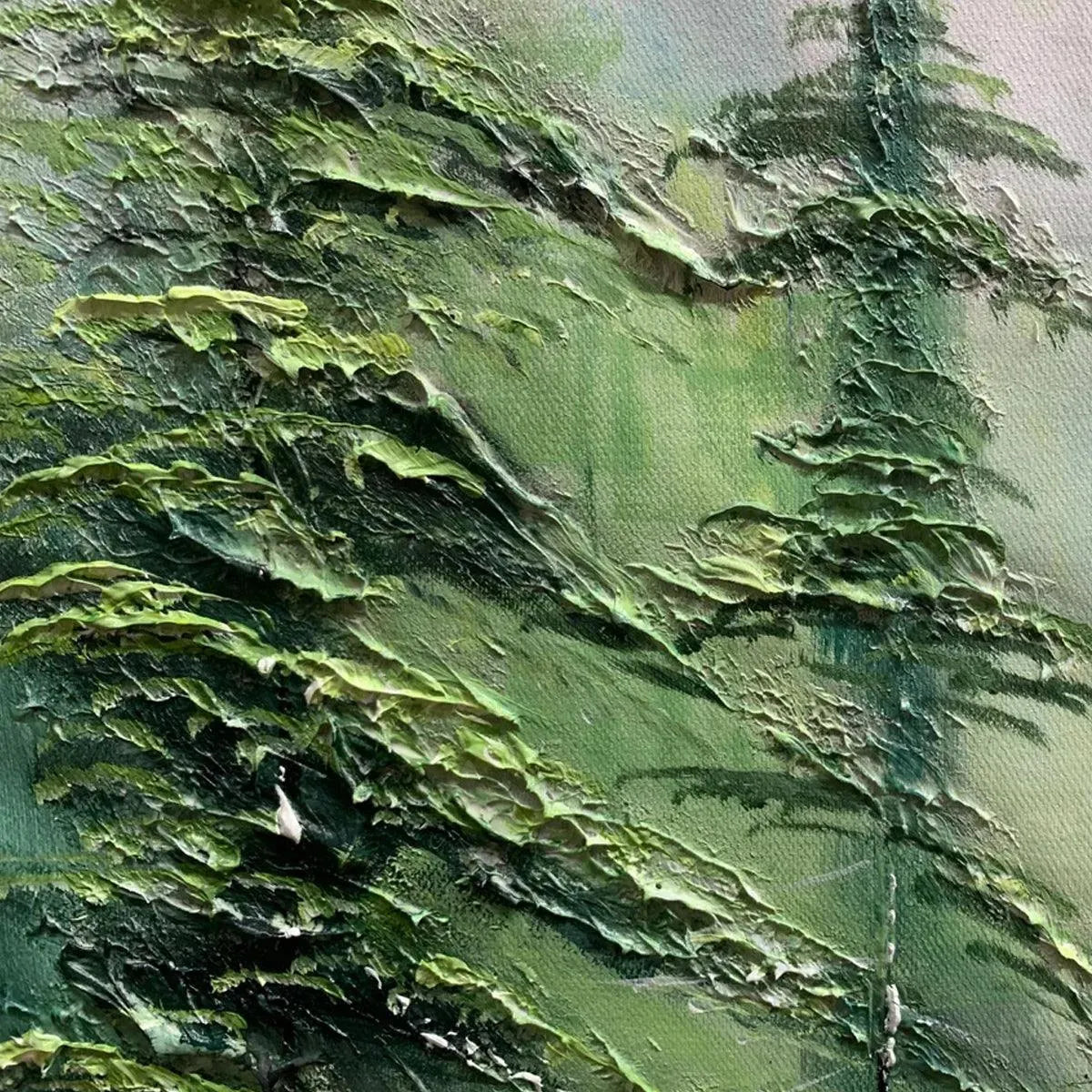 Green Pine Forest Painting | Abstract Mountain Landscape #AA 287