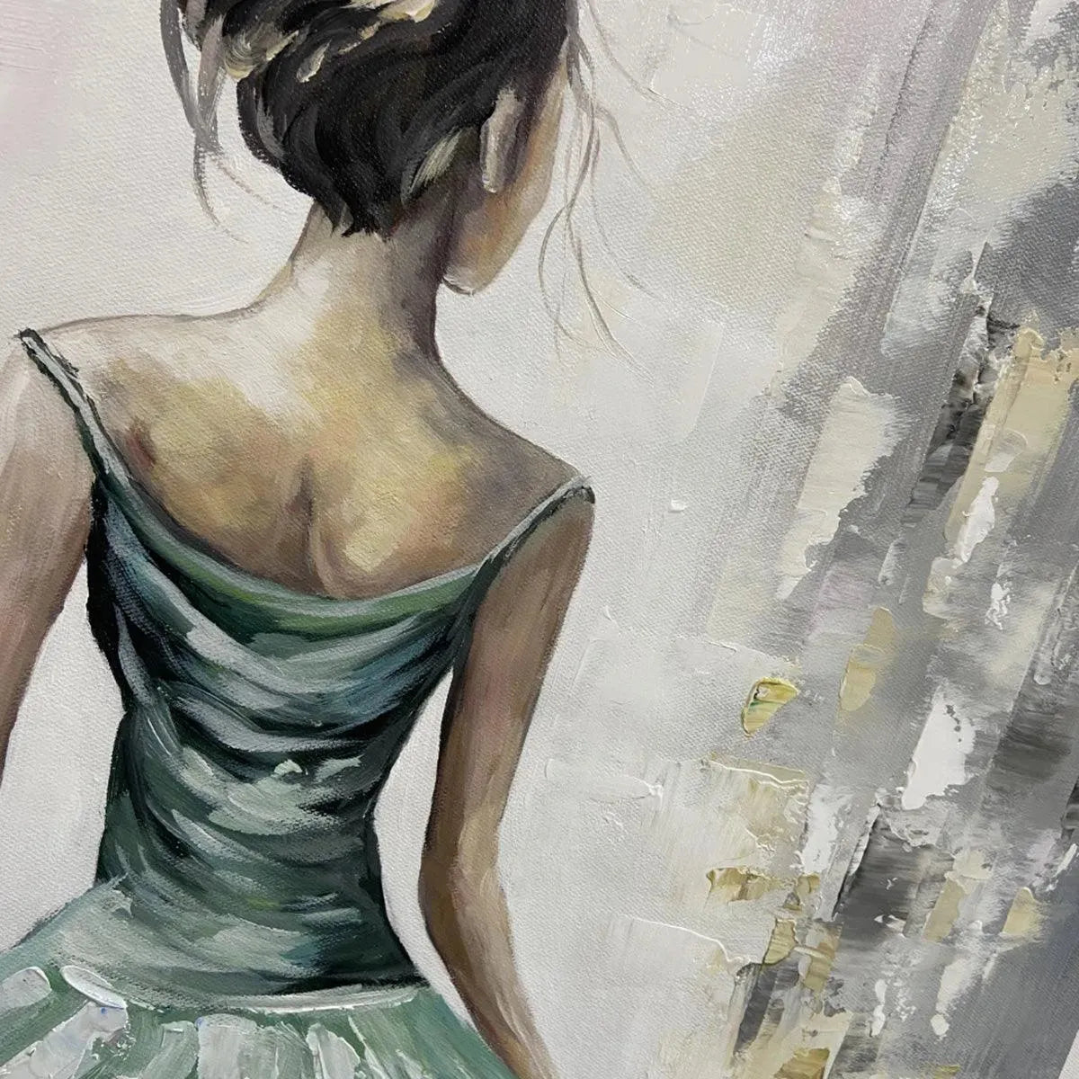 Woman in Green Dress Painting | Elegant Figurative Wall Decor #AA 108