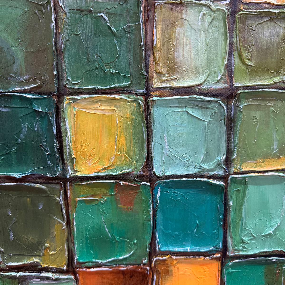 Living Room Abstract Art | Large Textured Green Painting #ZZ 249