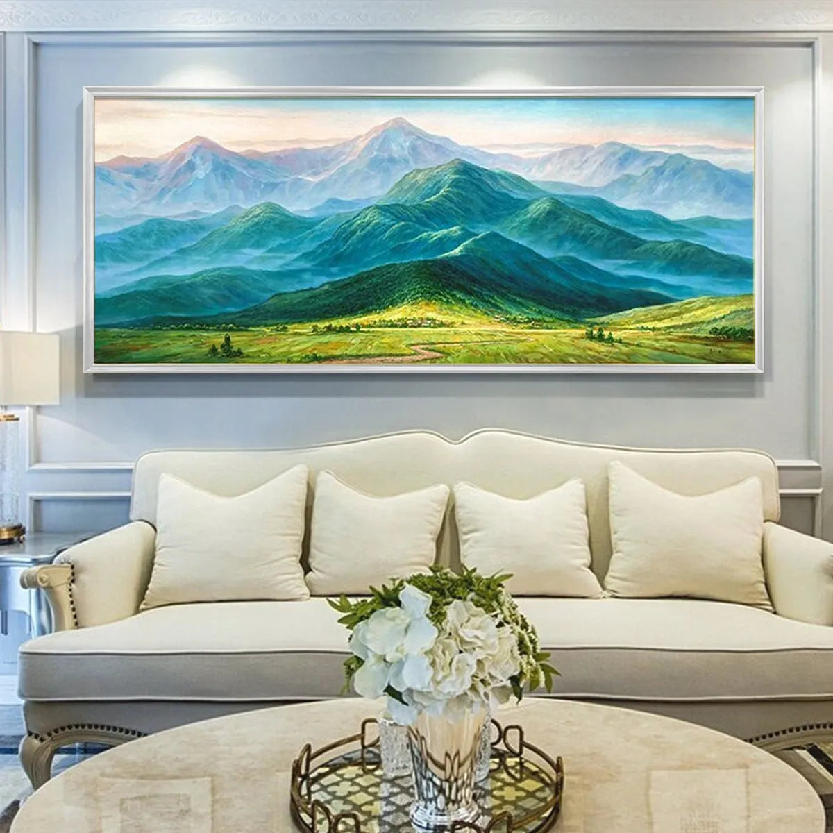 Large Realistic Mountain Oil Painting | Living Room Wall Decor