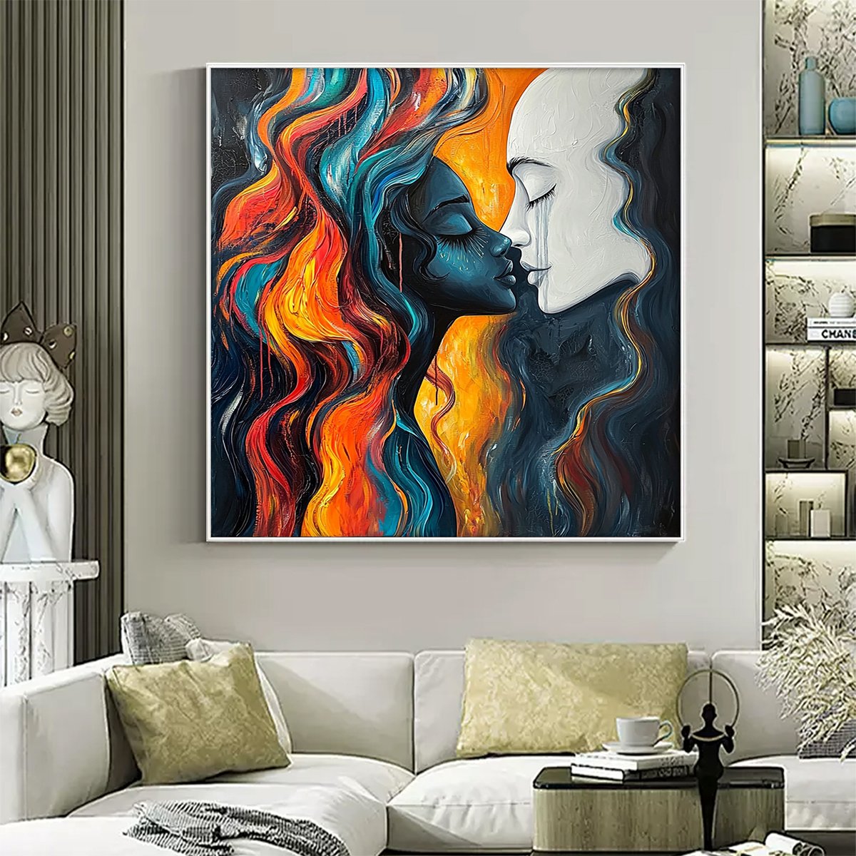 Soulful Connection Abstract Painting | Yin Yang Inspired Art