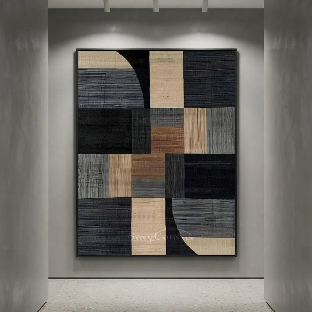 Japandi Style Geometric Art | Earth Tone Abstract Painting #AA 040