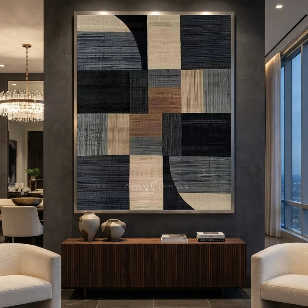 Japandi Style Geometric Art | Earth Tone Abstract Painting #AA 040