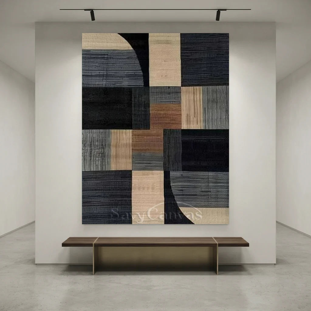 Japandi Style Geometric Art | Earth Tone Abstract Painting #AA 040