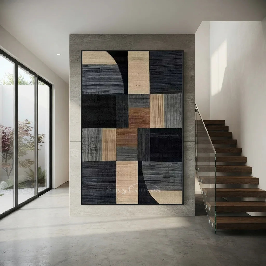 Japandi Style Geometric Art | Earth Tone Abstract Painting #AA 040