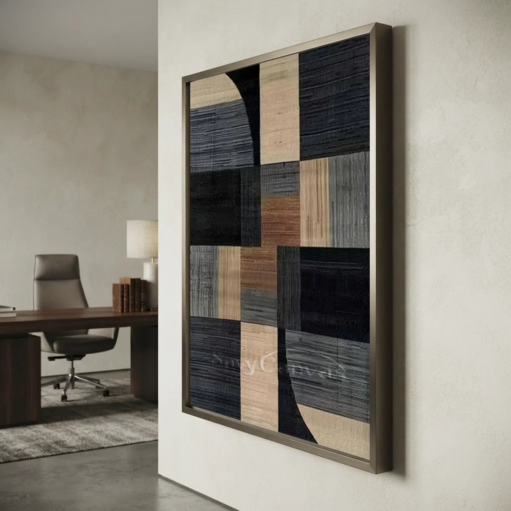 Japandi Style Geometric Art | Earth Tone Abstract Painting #AA 040