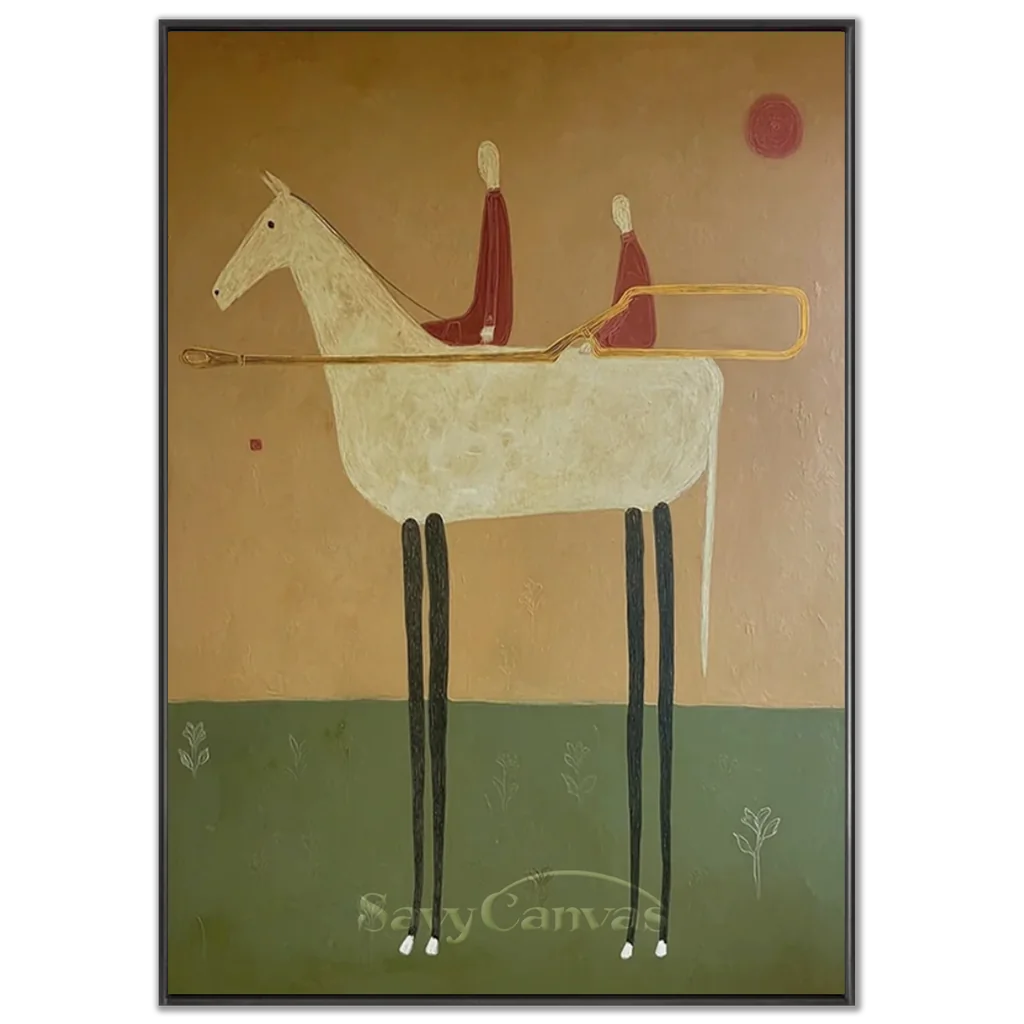 Handmade Abstract Equestrian Oil Painting #SS 317