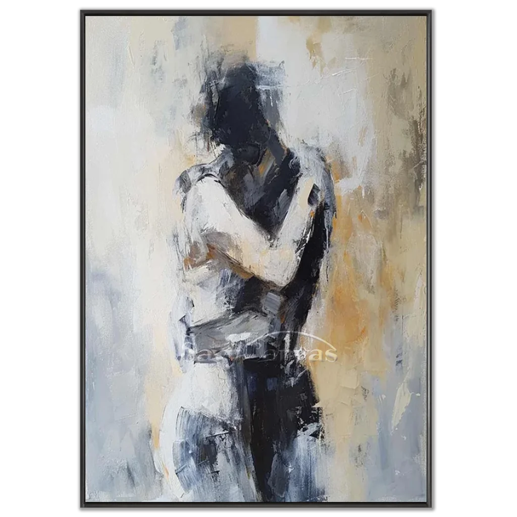Embracing Abstract Figure Oil Painting, Modern Emotional Art Wall Decor #TB 048