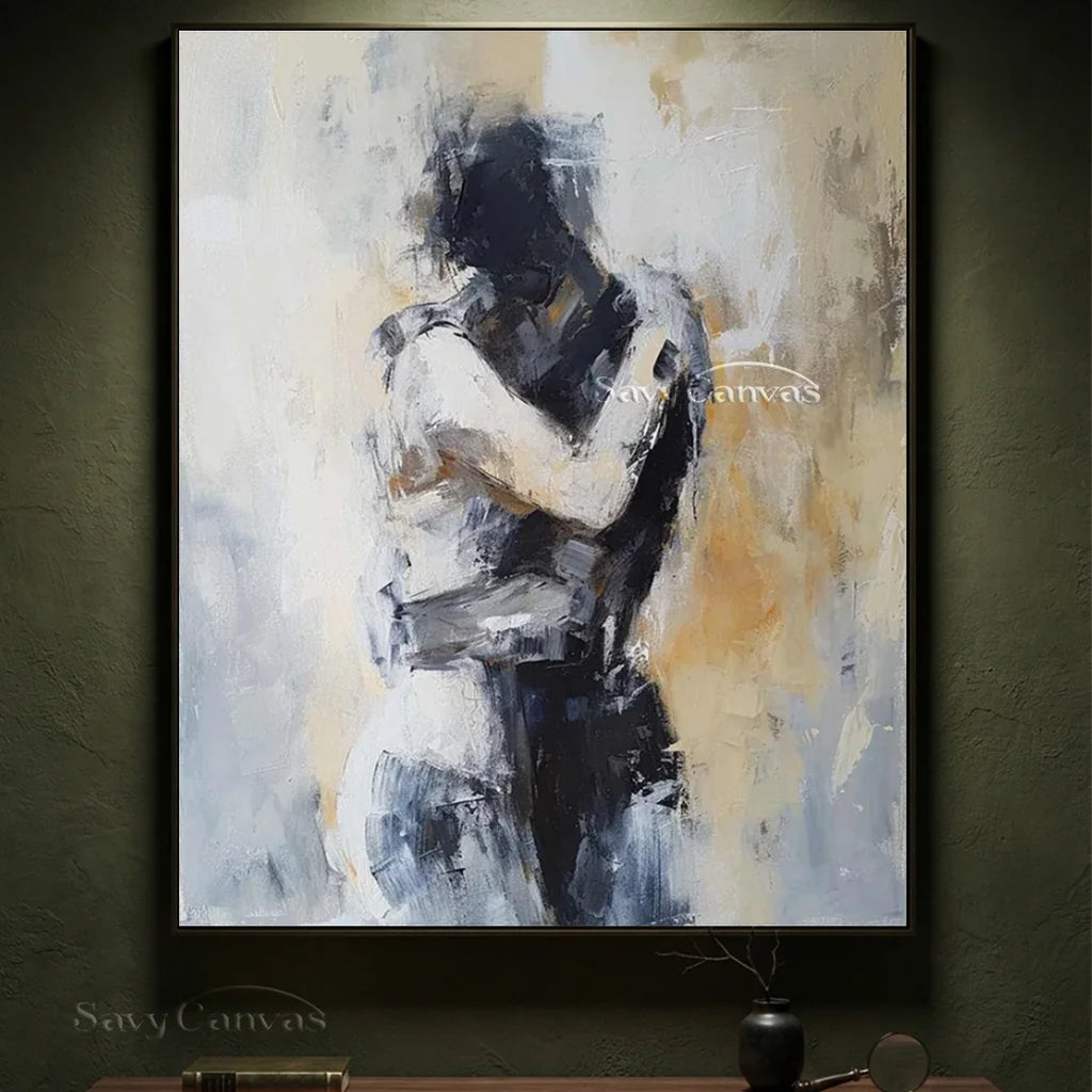 Embracing Abstract Figure Oil Painting, Modern Emotional Art Wall Decor #TB 048