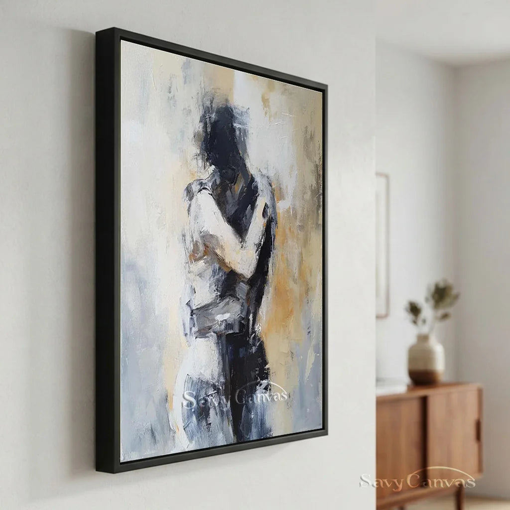 Embracing Abstract Figure Oil Painting, Modern Emotional Art Wall Decor #TB 048