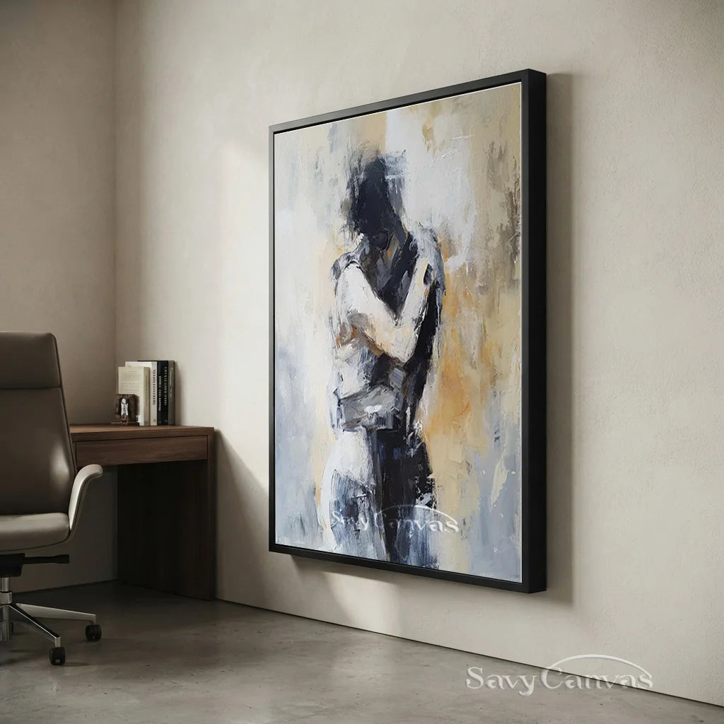 Embracing Abstract Figure Oil Painting, Modern Emotional Art Wall Decor #TB 048