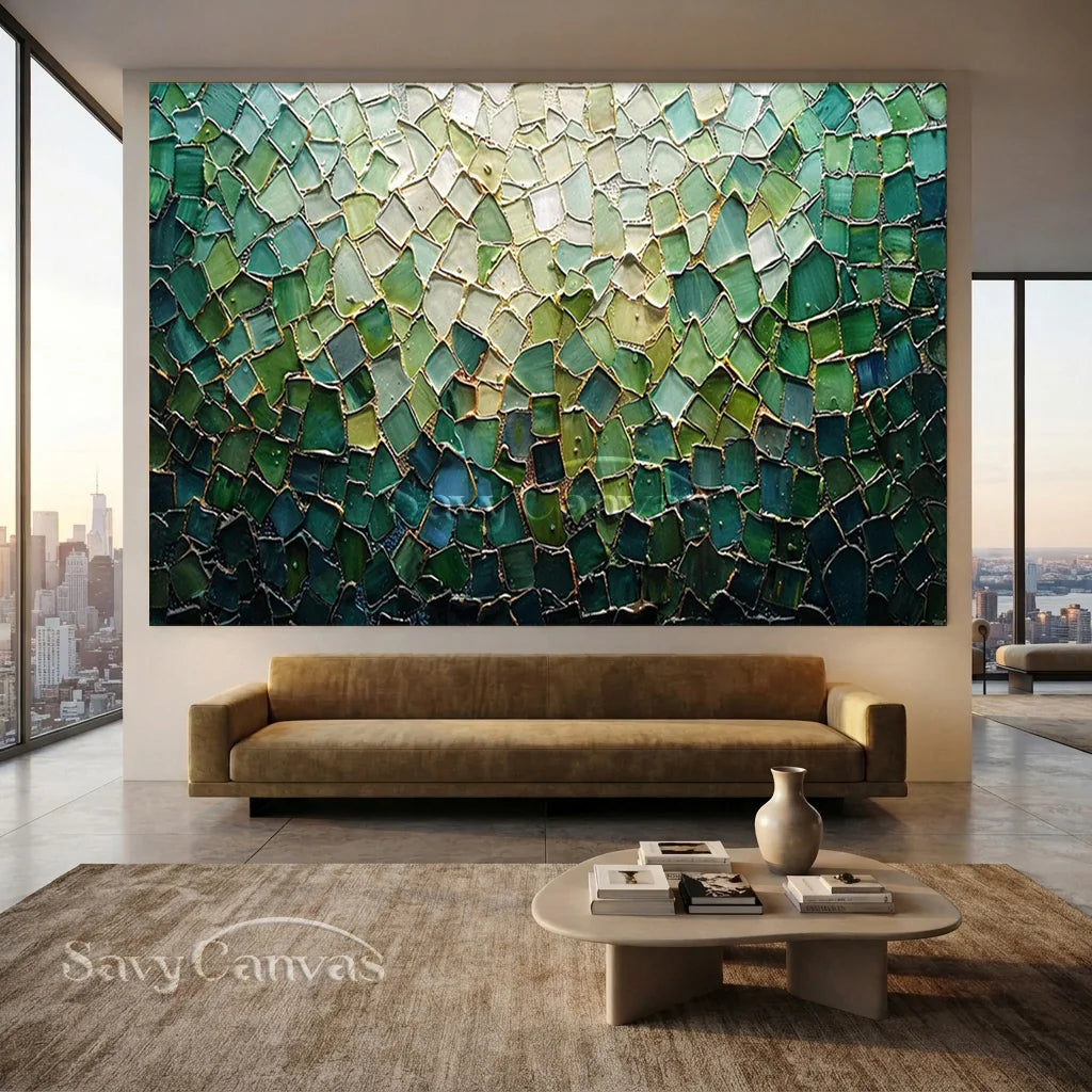 Emerald Textured Abstract Art | Original Green Painting #ZZ 248