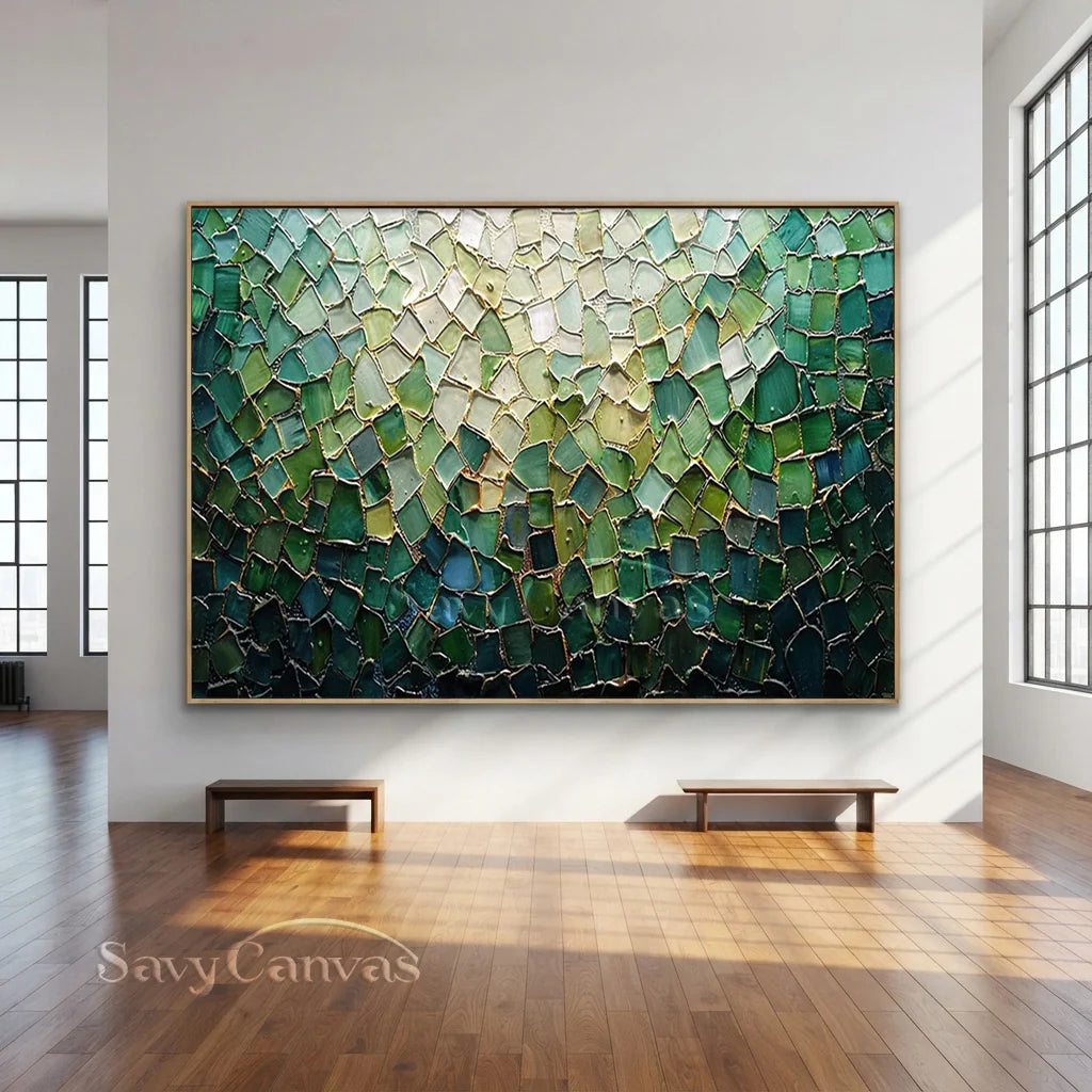 Emerald Textured Abstract Art | Original Green Painting #ZZ 248