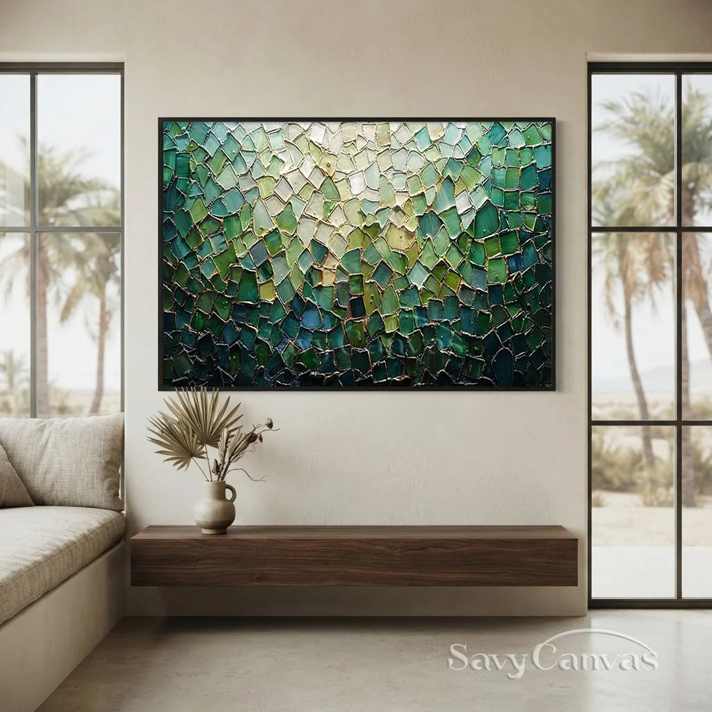Emerald Textured Abstract Art | Original Green Painting #ZZ 248