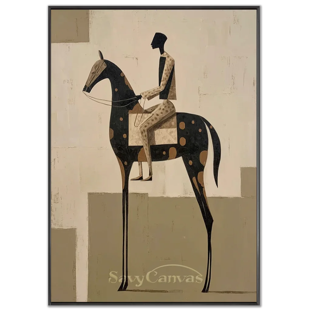 Handmade Abstract Equestrian Oil Painting #SS 320