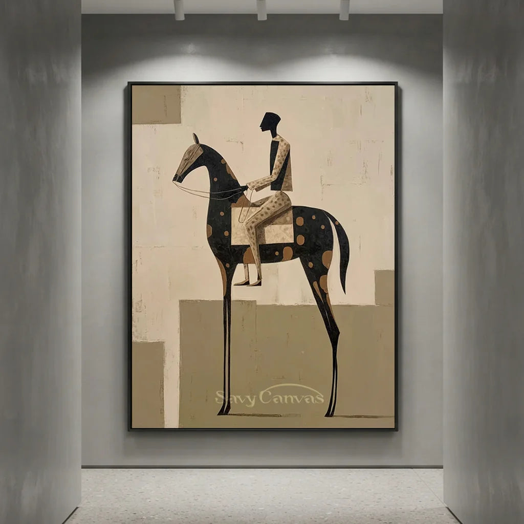 Handmade Abstract Equestrian Oil Painting #SS 320