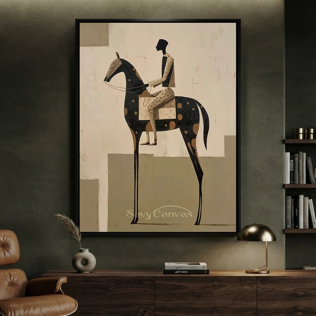 Handmade Abstract Equestrian Oil Painting #SS 320