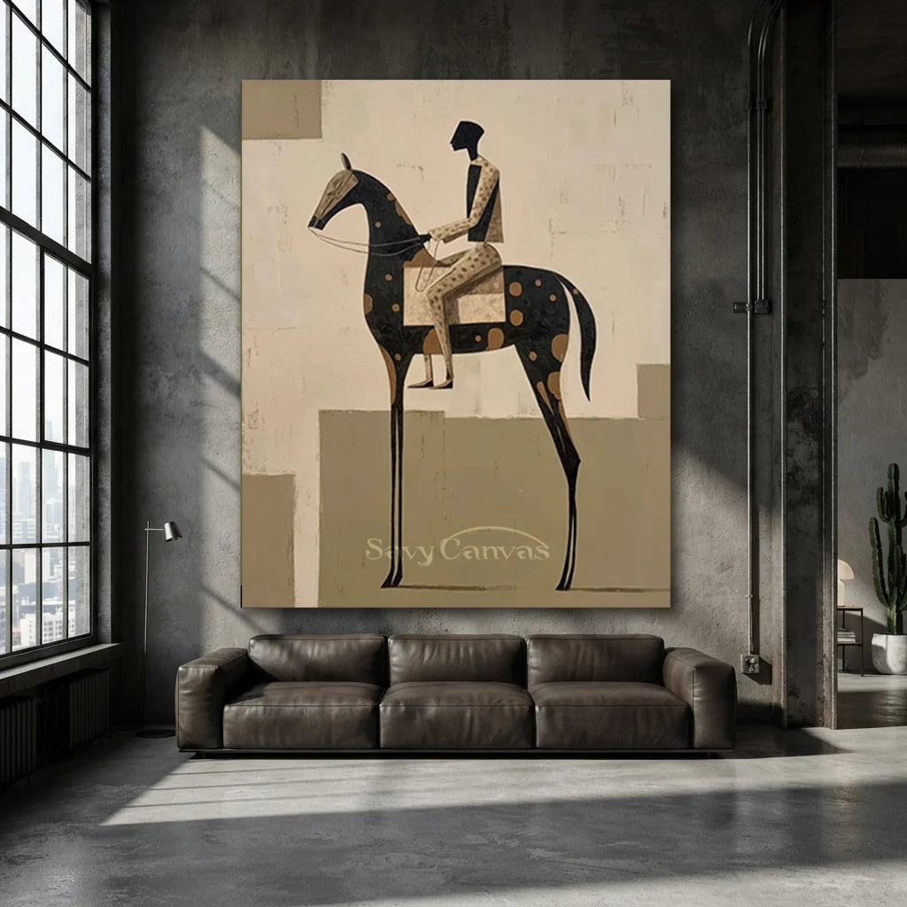 Handmade Abstract Equestrian Oil Painting #SS 320
