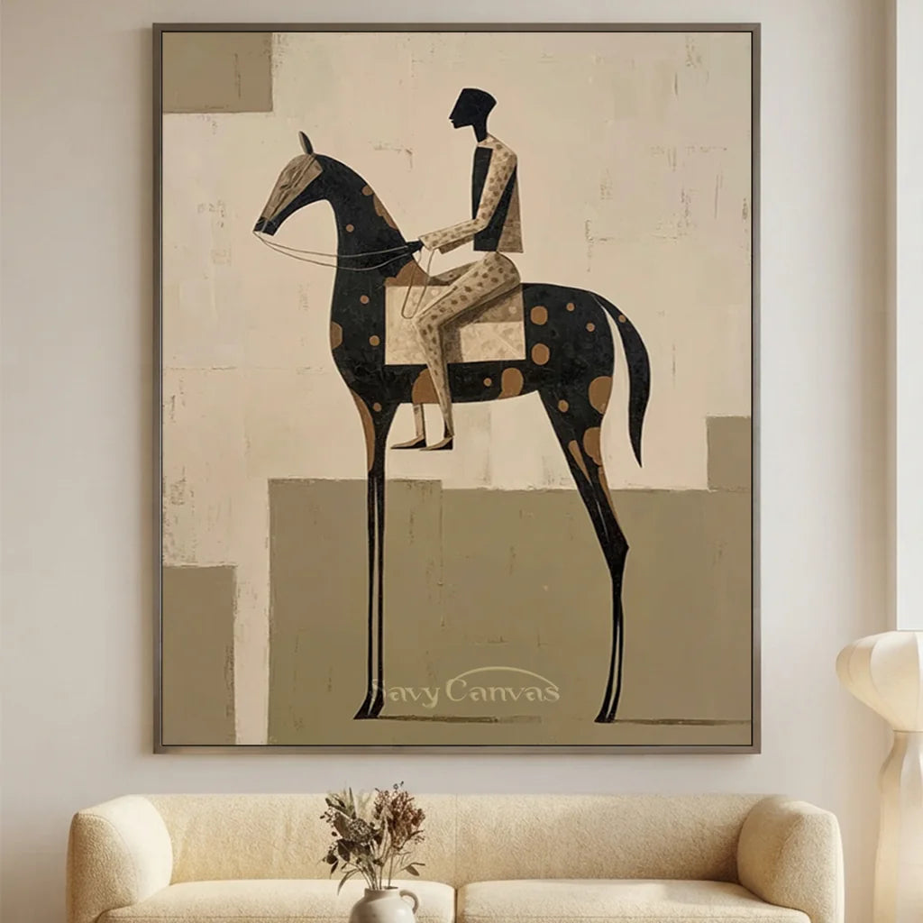 Handmade Abstract Equestrian Oil Painting #SS 320
