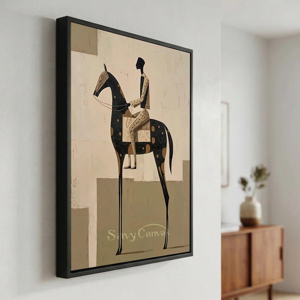 Handmade Abstract Equestrian Oil Painting #SS 320