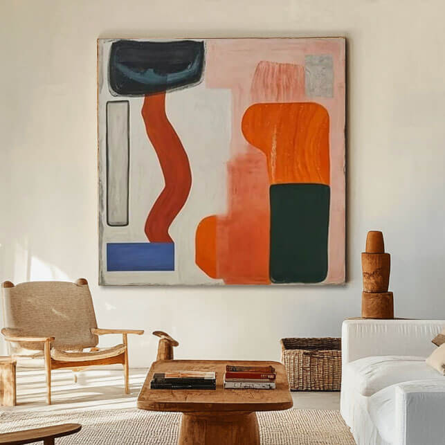 Orange and Pink Abstract Shapes Art | Warm Earth Tone Decor #AA 360