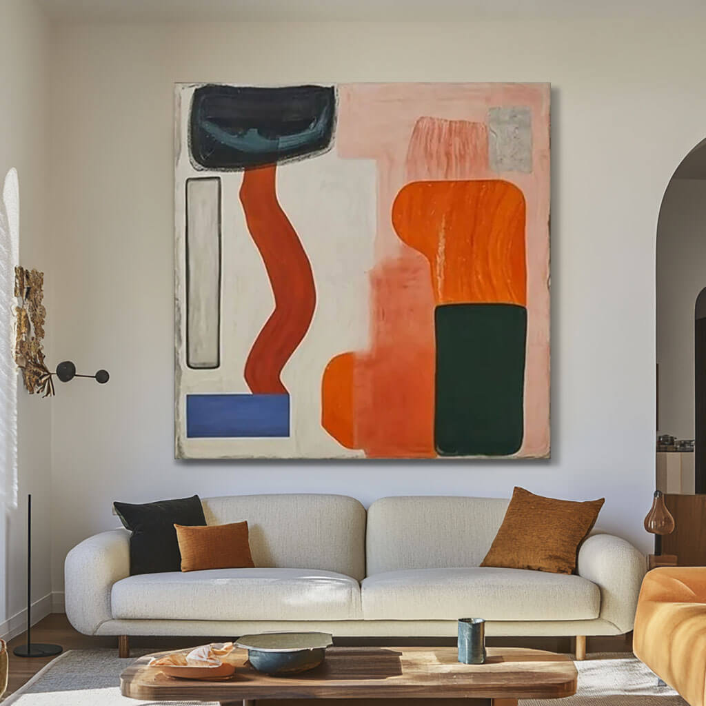 Orange and Pink Abstract Shapes Art | Warm Earth Tone Decor #AA 360