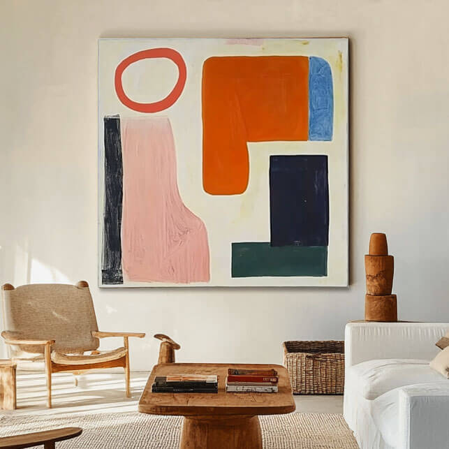Large Colorful Abstract Art | Square Geometric Painting #ZZ 221
