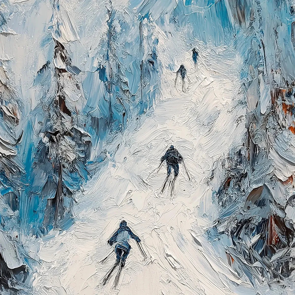 Ski Lodge Wall Art | Large Vertical Mountain Painting #AA 228