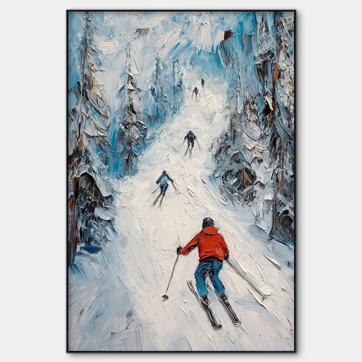 Ski Lodge Wall Art | Large Vertical Mountain Painting #AA 228