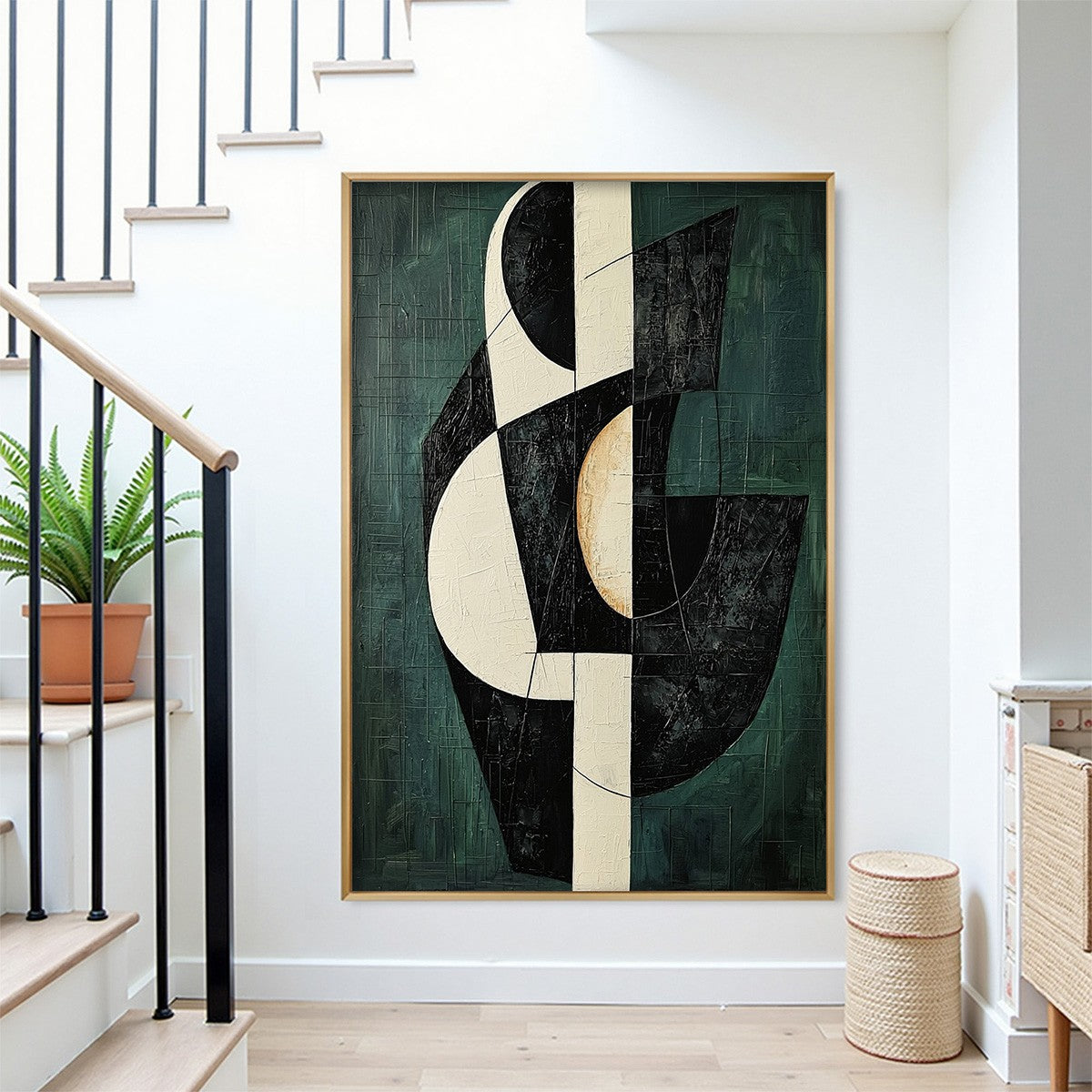 Deconstructed Abstract Art | Black and Green Painting