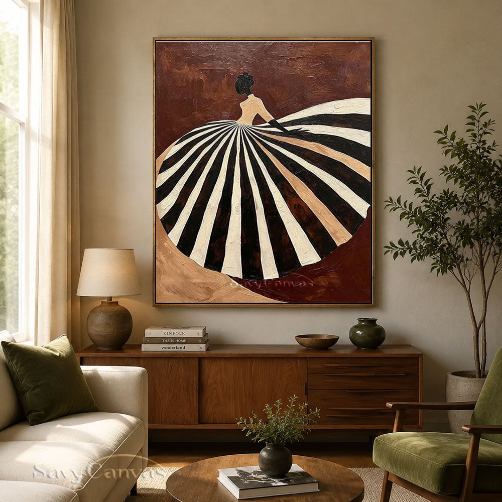 Abstract Vintage Ballgown Lady Textured Oil Painting #SS 207