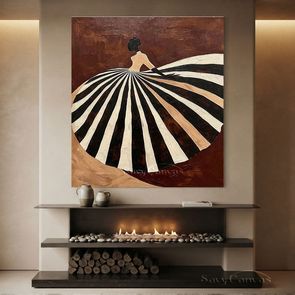 Abstract Vintage Ballgown Lady Textured Oil Painting #SS 207