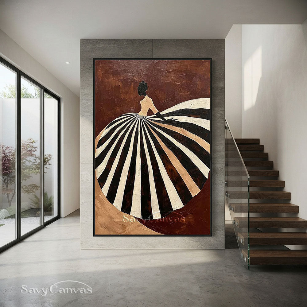 Abstract Vintage Ballgown Lady Textured Oil Painting #SS 207