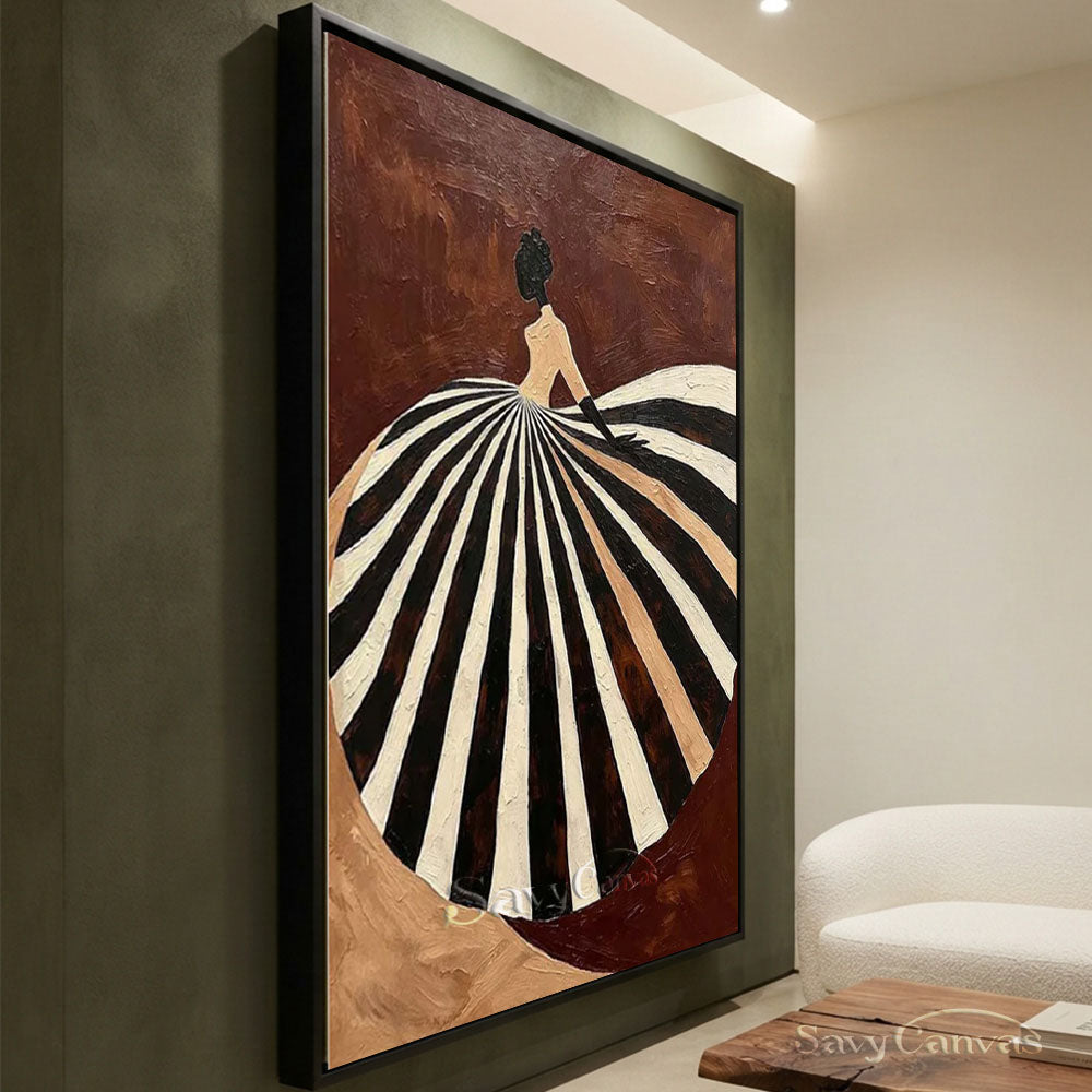 Abstract Vintage Ballgown Lady Textured Oil Painting #SS 207