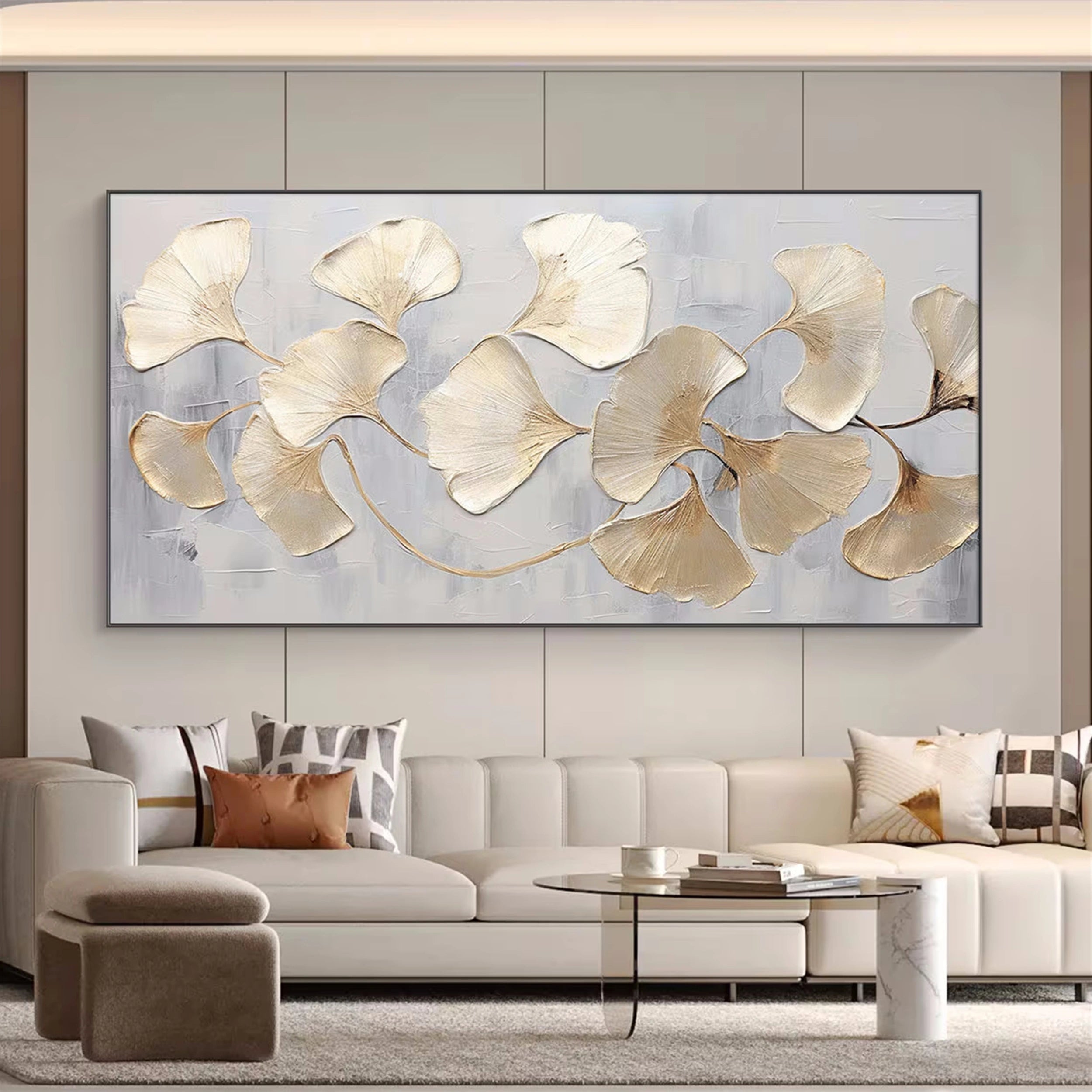 Textured Ginkgo Canvas: Abstract Botanical Art