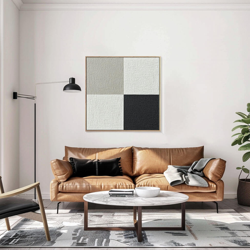 Black and White Abstract Painting - Contemporary Wall Art for Home #JJ 429