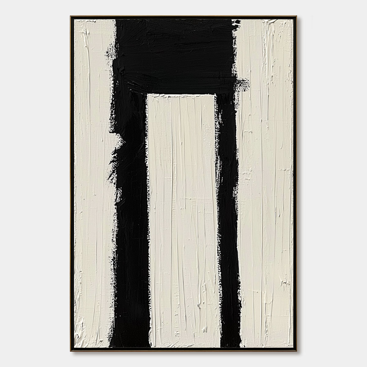 Textured Black & White Abstract Art | Minimalist 3D Painting #AA 208
