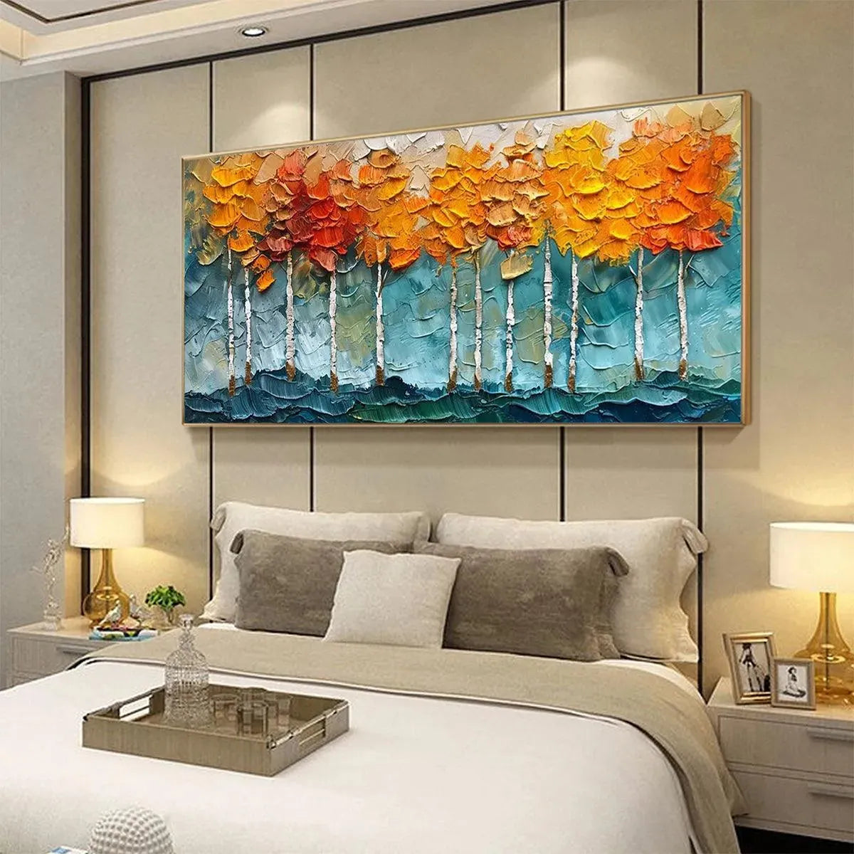 Vibrant Orange & Blue Art | Abstract Autumn Forest #AA 286