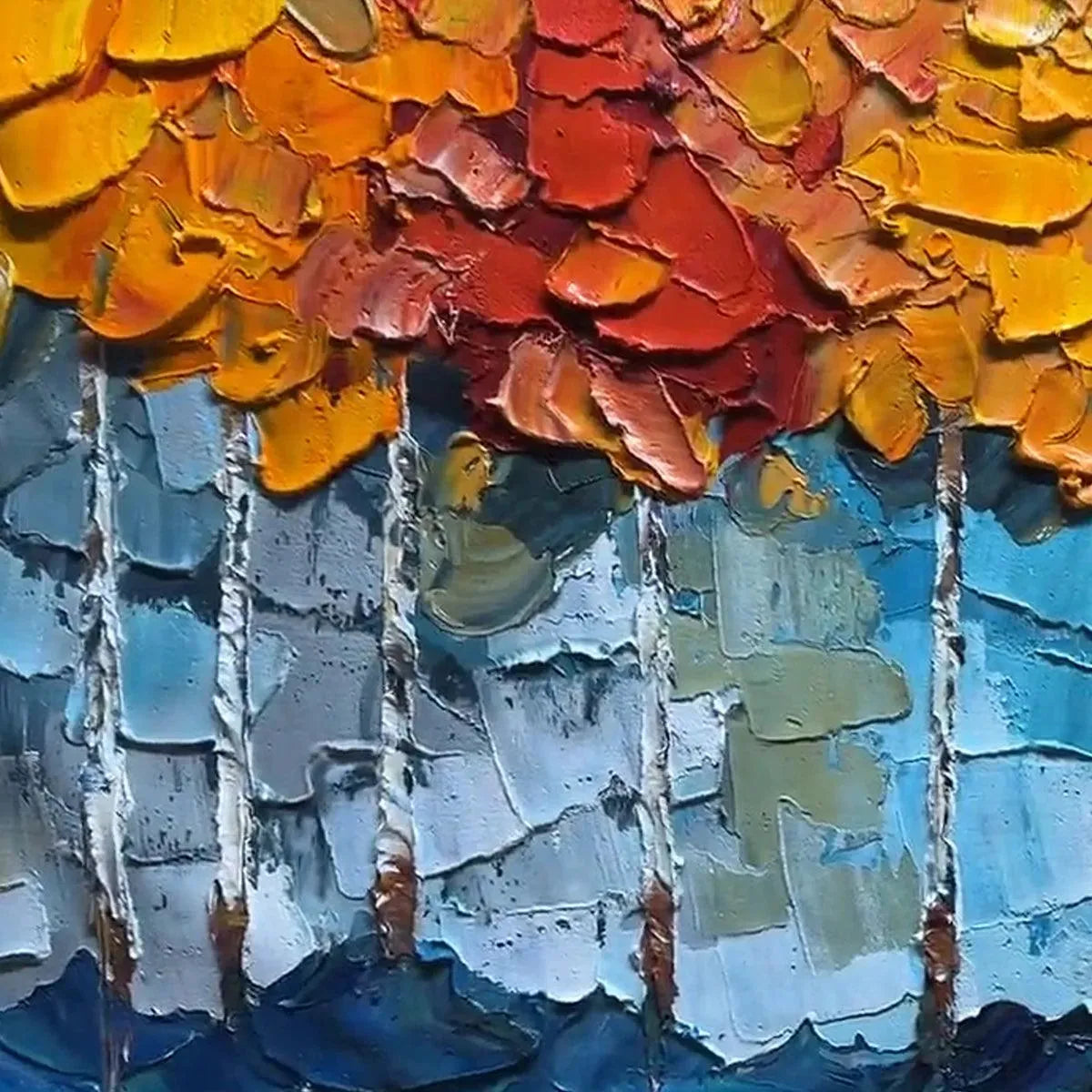 Vibrant Orange & Blue Art | Abstract Autumn Forest #AA 286