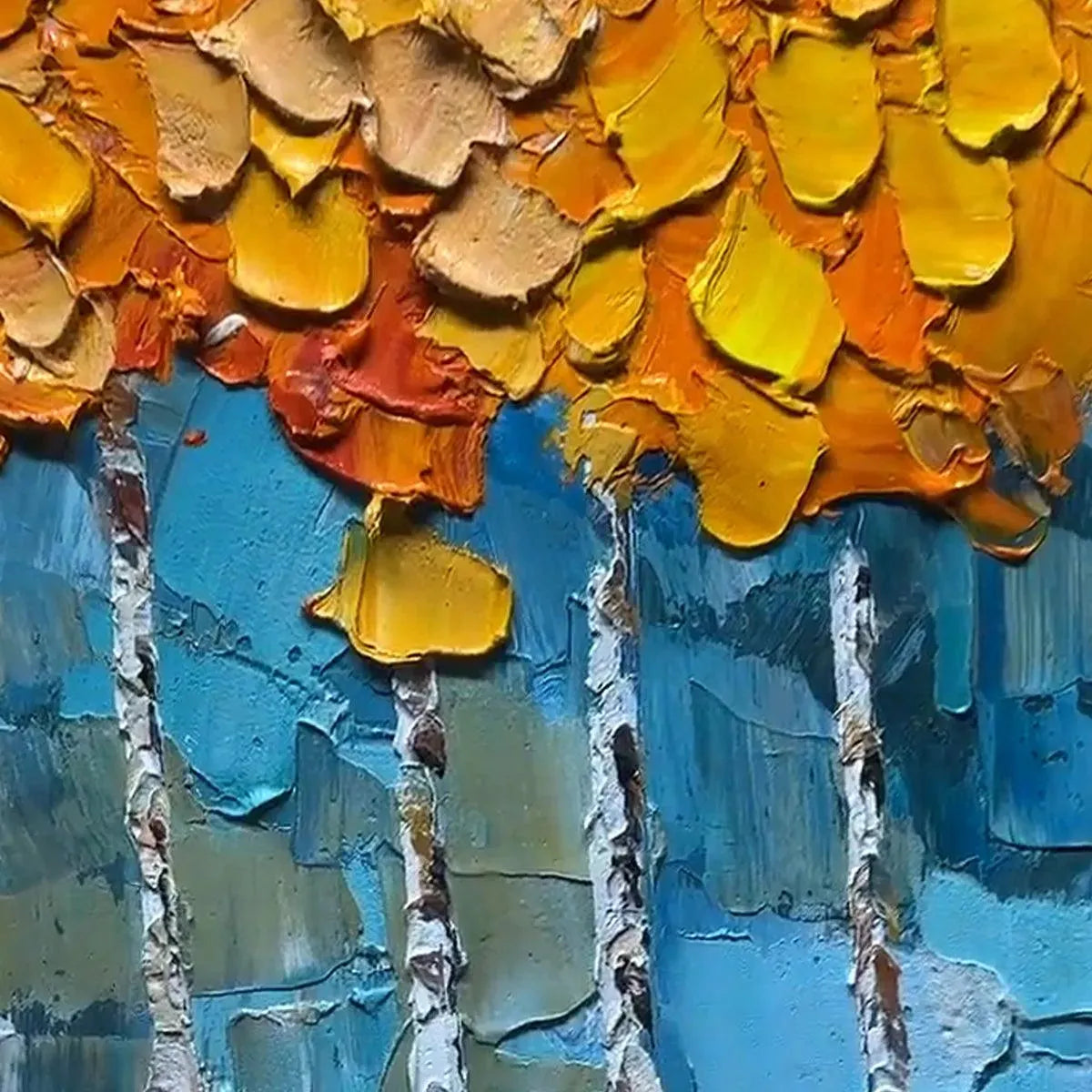 Vibrant Orange & Blue Art | Abstract Autumn Forest #AA 286