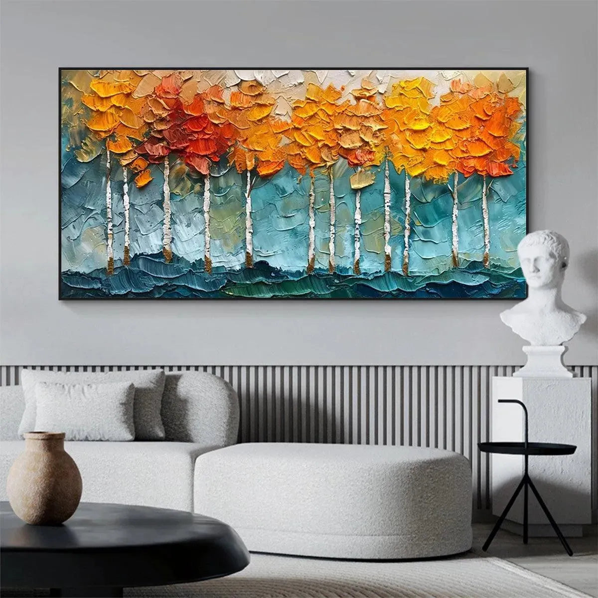 Autumn Birch Tree Painting | Modern Fall Landscape Art