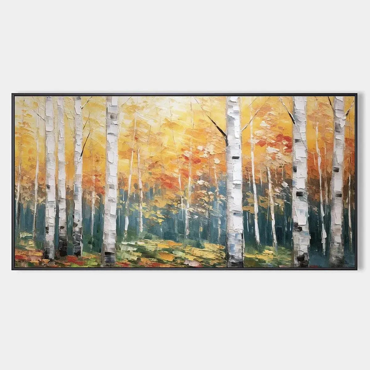 Serene Birch Forest Painting | Warm Woodland Wall Art #AA 300